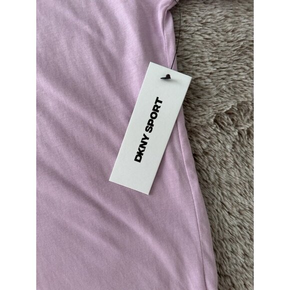 DKNY Sport Women's Cotton Embossed Logo High-Low T-Shirt Purple M New - Picture 6 of 13